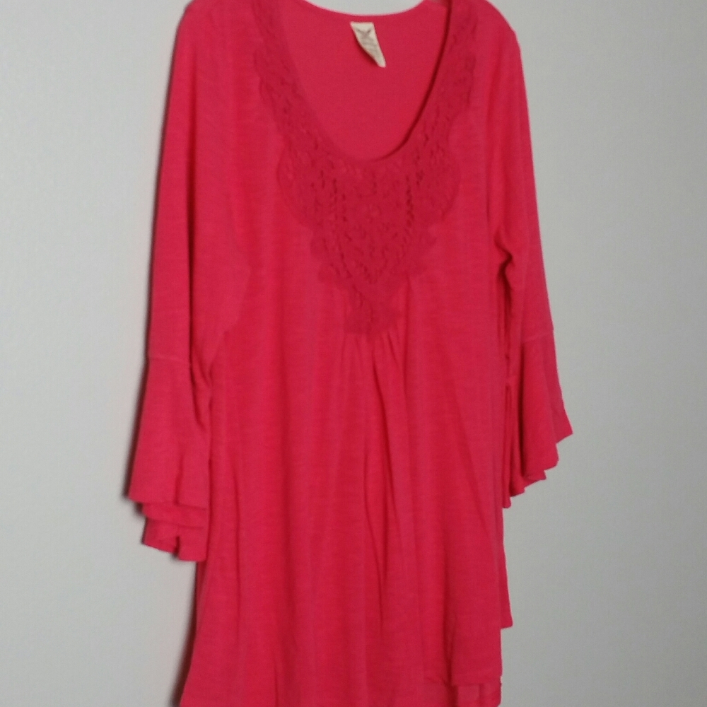 Faded Glory Red Long Sleeve / Bell Sleeve Shirt XL